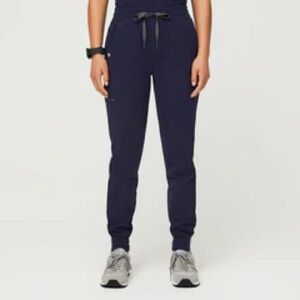 FIGS Navy Zamora High Waisted Jogger Scrub Pant Medium Petite cinched waist band